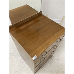 Heals dressing chest, the raised mirror back over four drawers to base 