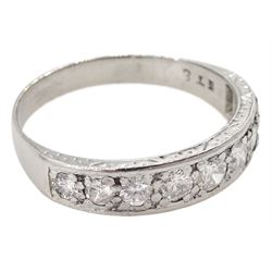 White gold channel set round brilliant cut diamond half eternity ring, stamped 18ct, total diamond weight approx 0.80 carat