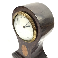  20th century Elliot mechanical mantel clock in onyx case with silvered dial (W14cm) together with an Edwardian mechanical mantel clock in balloon shaped mahogany case with inlaid oval paterae (W14cm) and a brass mantel clock (W11cm)  