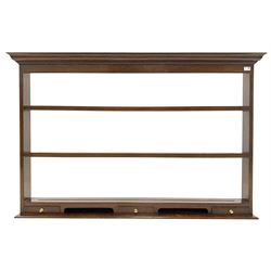 20th century oak three height plate rack, fitted with three spice drawers W55cm, H100cm