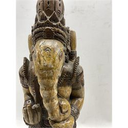20th century carved wooden figure of Ganesh, H53cm 