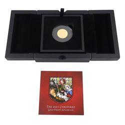 Queen Elizabeth II Isle of Man 2021 gold proof full sovereign coin, 'Christmas', cased with certificate