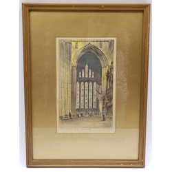 John W King (British fl.1893-1924): 'The Five Sisters Window York Minster', colour lithograph signed and titled 23cm x 14cm