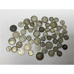 Approximately 450 grams of Great British pre 1920 silver coins including Queen Victoria 1890 and 1896 crowns, various half crowns etc