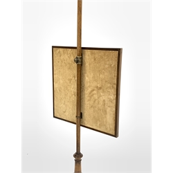 Victorian walnut pole screen, adjustable needlework panel over three splayed supports 