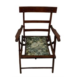 20th century teak frame folding chair