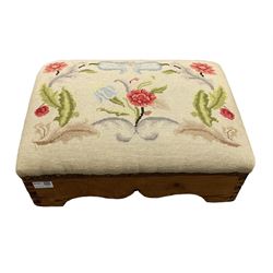 Needlework footstool with a pine base