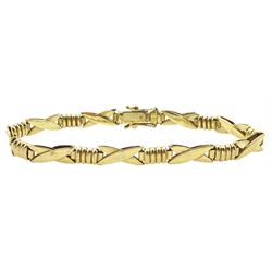 9ct gold cross and bar link bracelet, hallmarked