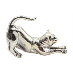 Silver punching cat ornament, stamped Sterling