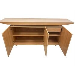 Barker & Stonehouse beech finish sideboard, fitted with three cupboards W210cm, H87cm, D50cm