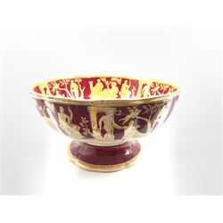 Late Victorian Furnivals substantial punch bowl decorated in the 'Portland' pattern having the interior and exterior decorated with classical style scenes depicting Greek figures on crimson ground, D49cm x H26cm 
