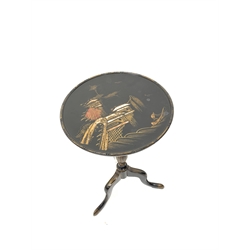 Small early 20th century chinoiserie tripod wine table, D29cm, H52cm