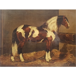E Janssen (Early 20th century): Horse in Stable, colour lithograph 38cm x 50cm