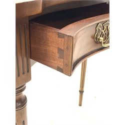 Georgian style mahogany two drawer side table with reeded supports W81cm