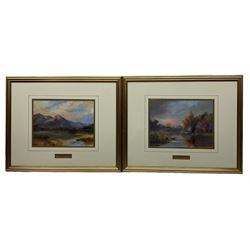Lilian E Veaco (British 20th century): 'Days Departing Glory' and Bassenthwaite Lake', pair oils on board signed, titled on the mounts 21cm x 28cm (2)
