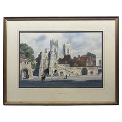 Donald Crossley (1932-2014): 'Bootham Bar York', watercolour signed, titled on 'Mall Gallery' exhibition label verso 38cm x 58cm
