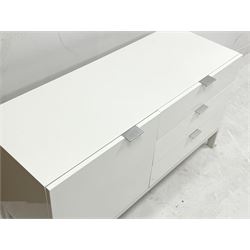 MADE.COM - 'Marcell' white gloss and burnished metal sideboard, fitted with cupboard and three drawers