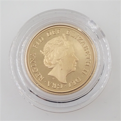 Queen Elizabeth II 2019 gold proof full sovereign coin, cased with certificate