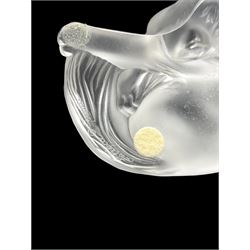 Lalique frosted glass model 'Happy Cat', engraved Lalique France to base, L9cm 