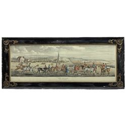 After Henry Thomas Alken (British 1785-1851): 'Breaking Cover', 'Full Cry', 'The Meeting' and 'The Death', set of four panoramic hand-coloured engravings in matching frames 25cm x 71cm (4)