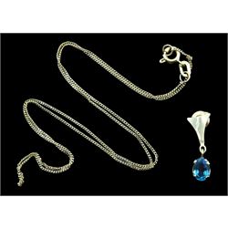 18ct gold chain and an 18ct gold single earring set with a oval tourmaline, both stamped 750