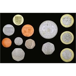 The Royal Mint United Kingdom 2009 proof twelve coin set, including Kew Gardens fifty pence, in plastic display and card display box, with certificate