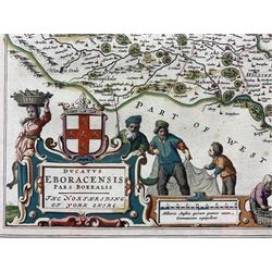 After Johannes/Joan Blaeu (1596-1673): 'Ducatus Eboracensis Pars Borealis', map of the North Riding of Yorkshire, engraving with hand-colouring, published c.1663, 39cm x 51cm
