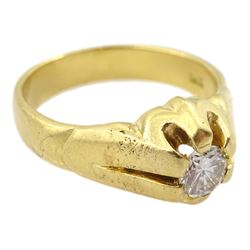 Gentleman's gypsy set single stone round brilliant cut diamond ring, stamped 18ct, diamond approx 0.45 carat