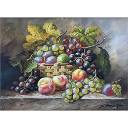 Dutch School (20th century): Still Life of Fruit in a Basket, oil on panel indistinctly signed 30cm x 40cm