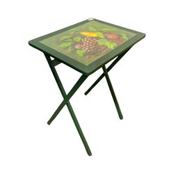Folding table with fruit panel 