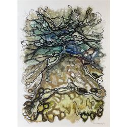 John A Blakey (British 1952-): Abstract Tree Composition, watercolour signed and dated 1974, 74cm x 55cm
