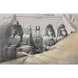 David Roberts (Scottish 1796-1864): 'Front Elevation of the Great Temple of Aboo-Simbel', lithograph with hand-colouring pub. 'The Holy Land, Syria, Idumea, Arabia, Egypt & Nubia' 1841-1849, 33cm x 49cm