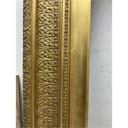 Frame - early 20th century stepped gilt frame with foliate design and scrolled fleur-de-lis corners, aperture 48.5cm x 40.1cm