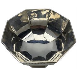 Silver octagonal bowl with gadrooned border on a short pedestal foot D15.5cm Birmingham 1922 Maker Joseph Gloster