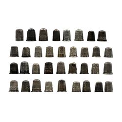 Collection of thirty-five Victorian and later silver thimbles, including eleven examples by Charles Horner etc, all hallmarked