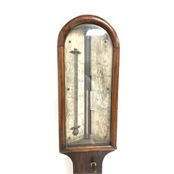 19th century rosewood stick barometer and thermometer, ivorine register inscribed 'Moore, Tottenham' H91cm