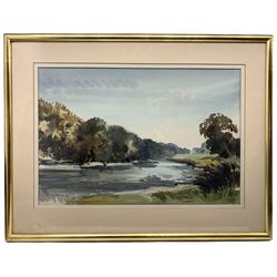John Barrie Haste (British 1931-2011): River Landscape, watercolour signed and dated '72, 45cm x 67cm