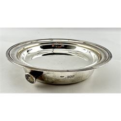 Edwardian silver circular muffin warming dish with domed cover and hot water base D19cm London 1902 Maker Goldsmiths and Silversmiths Co.26oz