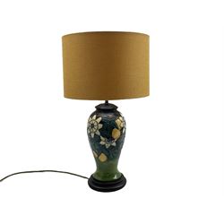 Moorcroft 'Passion Flower' pattern table lamp with shade, H30cm