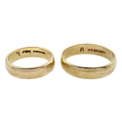 Two 9ct gold wedding bands hallmarked, approx 6.9gm 
