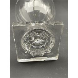 Late 18th/ early 19th century glass rummer with engraved border with a lemon squeezer base, H17cm 
