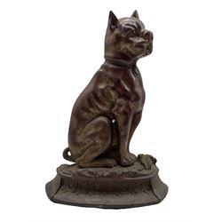 19th/ early 20th century cast iron doorstop in the form of a seated Boston Terrier H33cm 
