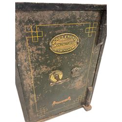 Morris & Rickus of Birmingham - Victorian safe with one hinged door, opening to reveal storage space with one small drawer