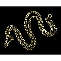 9ct gold flattened Figaro link necklace, hallmarked