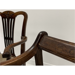 Regency mahogany 'Trafalgar' elbow chair on sabre supports, another on turned supports and a Georgian mahogany elbow chair 