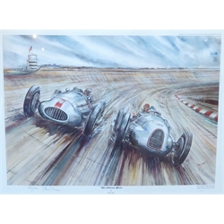  After Phil May (British 1925-): 'Die Silbernen Pfeile' - Grand Prix 1939, colour print signed and numbered 215/300 in pencil with blindstamp 35cm x 47cm   