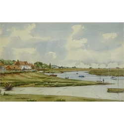Stanley Chapman (British 20th century): 'Burnham Overy Staithes Norfolk', watercolour signed, titled and dated 1980 on artist's (Brighouse) address label verso 34cm x 53cm