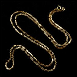 9ct gold box link chain necklace, Sheffield 1979