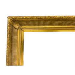Large gilt framed wall mirror, rectangular bevelled plate, frame moulded with acanthus leaves 