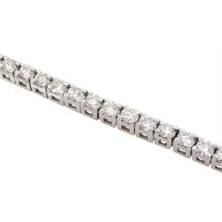 18ct white gold round brilliant cut diamond line bracelet, stamped, total diamond weight approx 2.00 carat